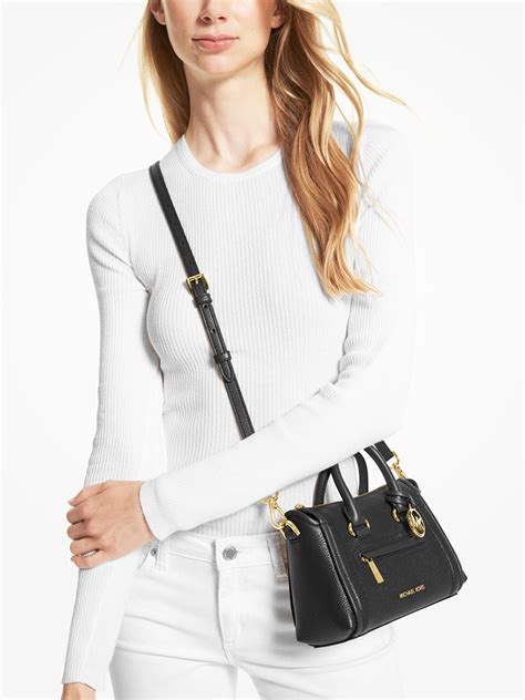 michael michael kors carine small pebbled leather satchel|MICHAEL KORS Carine Extra.